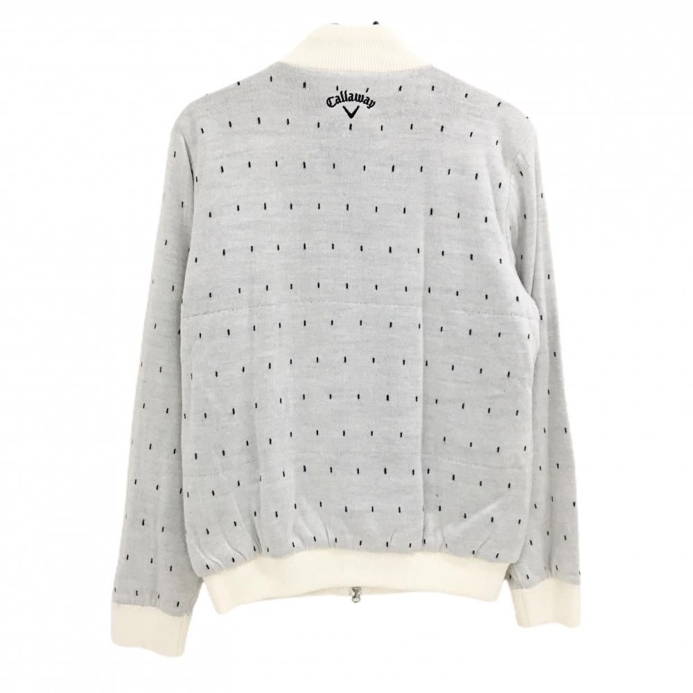 超 キャロウェイ 中綿ニットジャケット 白×ネイビー 総柄 ヤシの木 裏地付き ブルゾン メンズ L ゴルフウェア Callaway