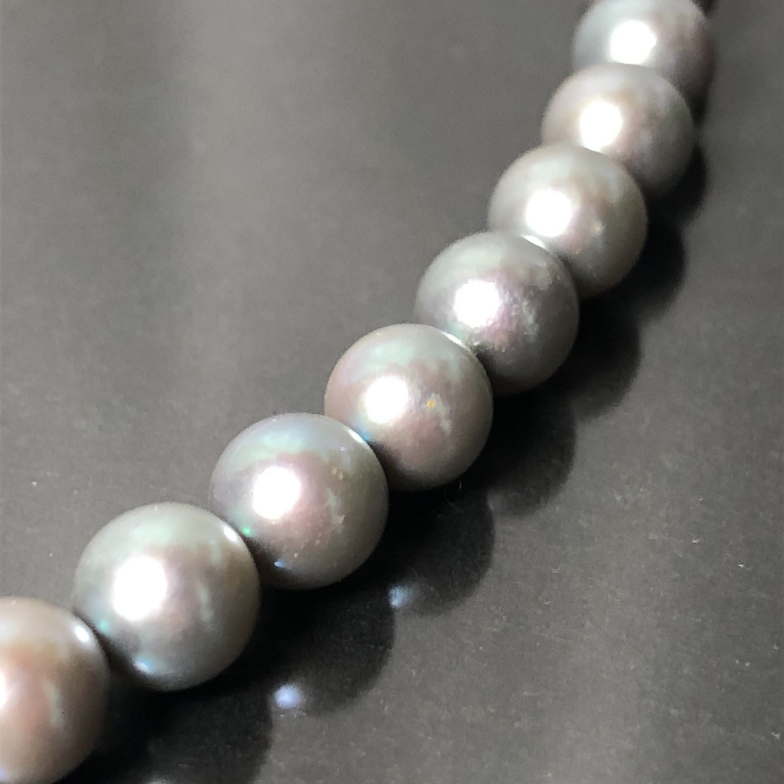 TASAKI タサキ 田崎 本真珠 グレー パールネックレス SILVER 金具S刻印 直径約6.9 mm 重量約29 g リボン金具 結婚式 入学 卒業 冠婚葬祭 フォーマル パール レディース S 73