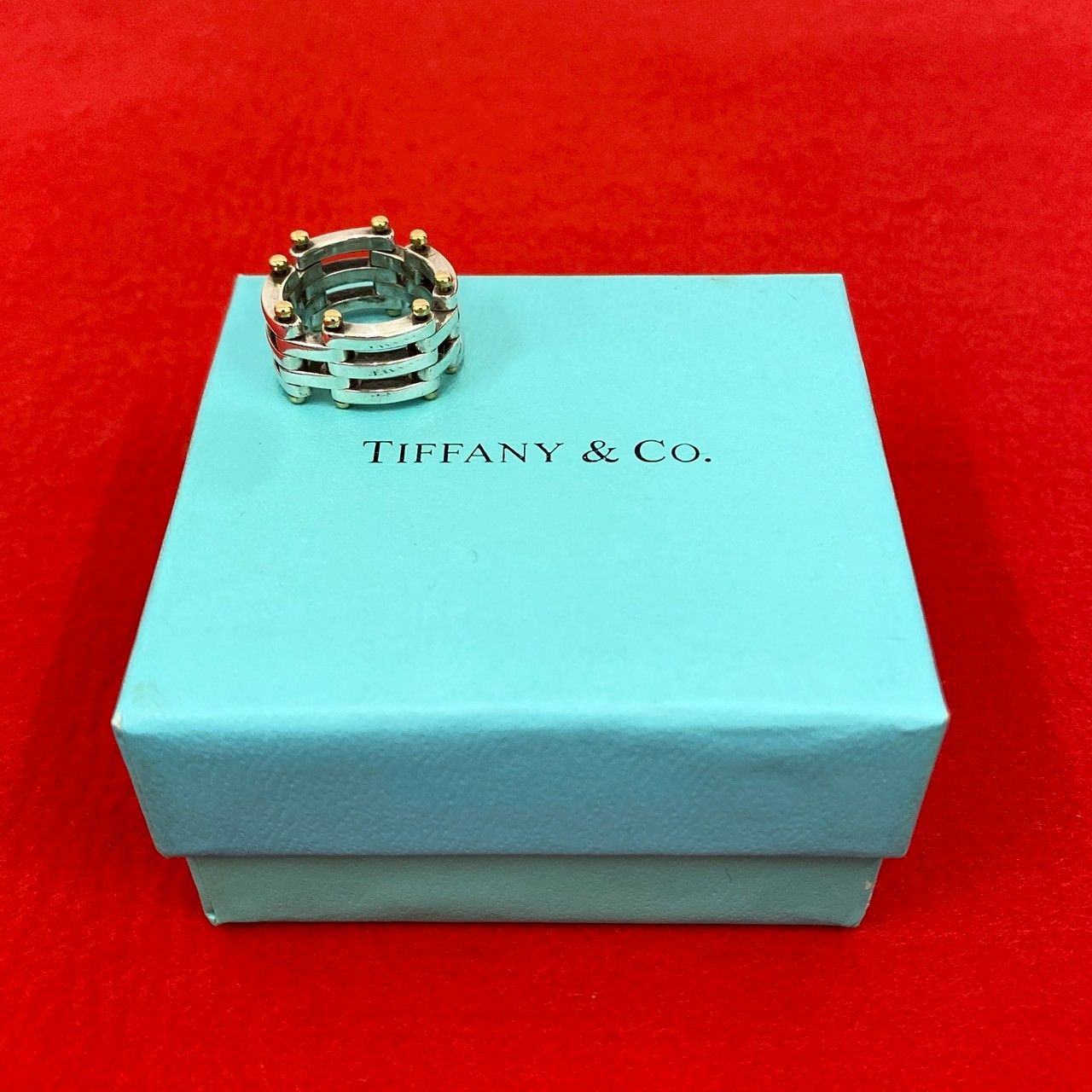 品 TIFFANY-Co. ティファニー ゲートリング シルバー925 K18ゴールド 指輪 14号 メンズ レディース 24210