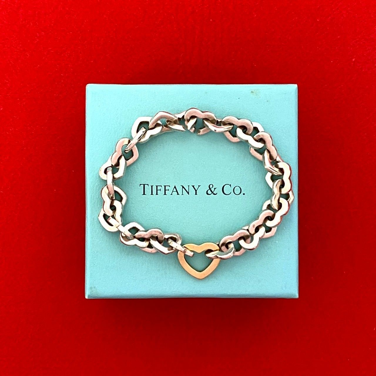 TIFFANY Co ティファニー ハートリンク ブレスレット シルバー925 K 18イエローゴールド バングル シルバー ゴールド18295