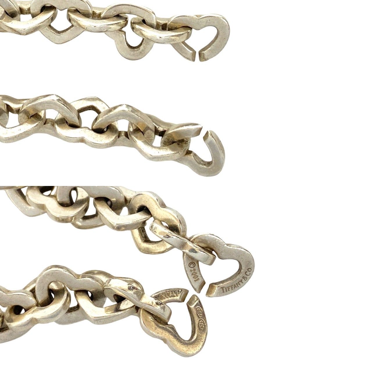 TIFFANY-Co. ティファニー ハートリンク ブレスレット シルバー925 K 18イエローゴールド バングル シルバー ゴールド18295
