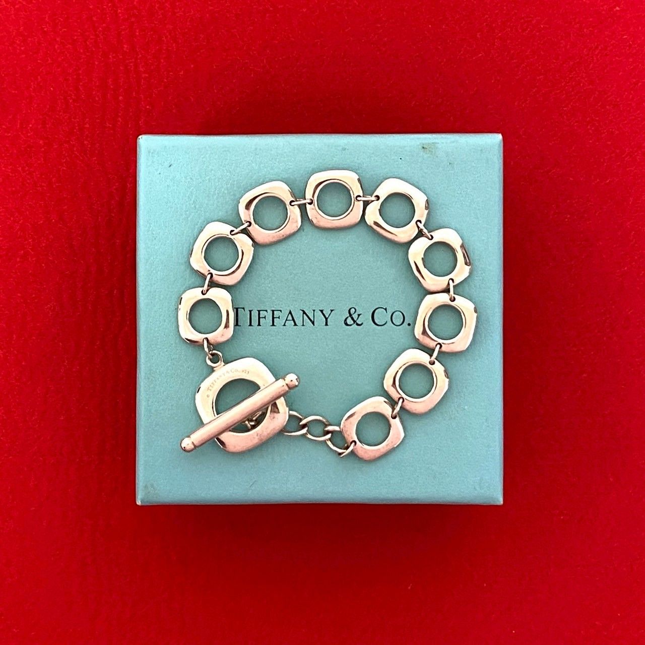 品 TIFFANY-Co. ティファニー スクエア クッション シルバー925 ブレスレット チェーン バングル 22375