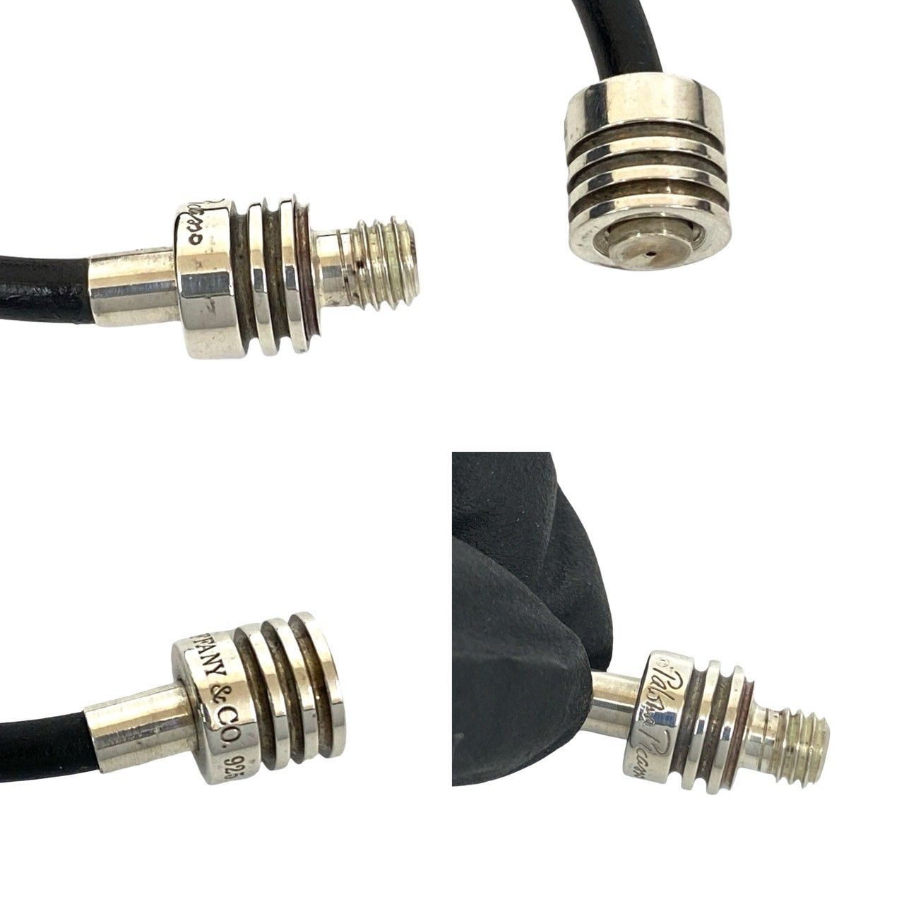 TIFFANY-Co. ティファニー パロマ グルーブ サーファー ブレスレット シルバー925 ラバー シルバー ブラック 27585