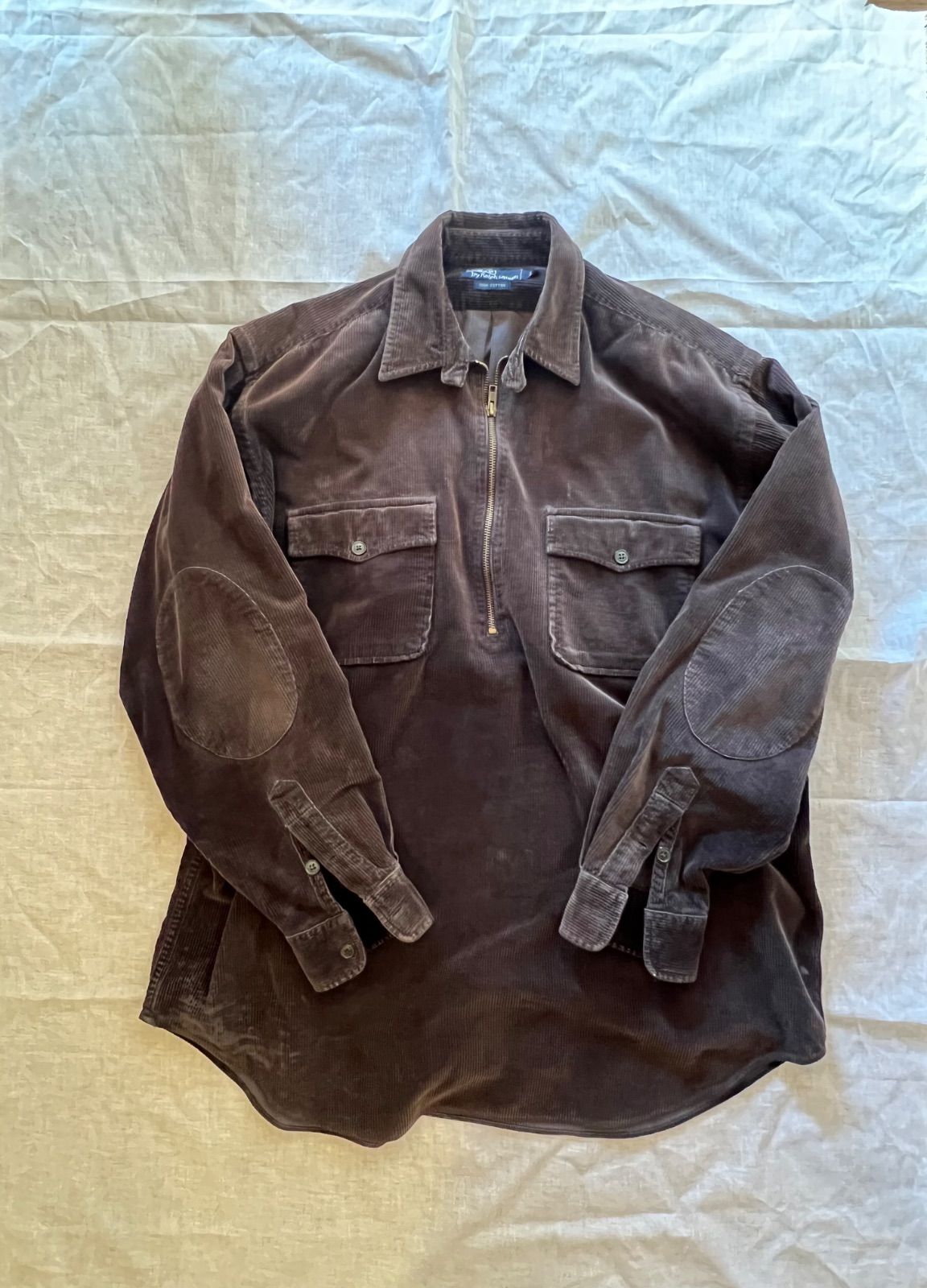 90s Ralph Lauren コーデュロイハーフジップシャツ ノーポニーポニー無ラルフローレンヴィンテージビンテージ50s60s70s80s90scomoli AURALEE A.PRESSEコモリ オーラリーアプレッセstussy supremeovy