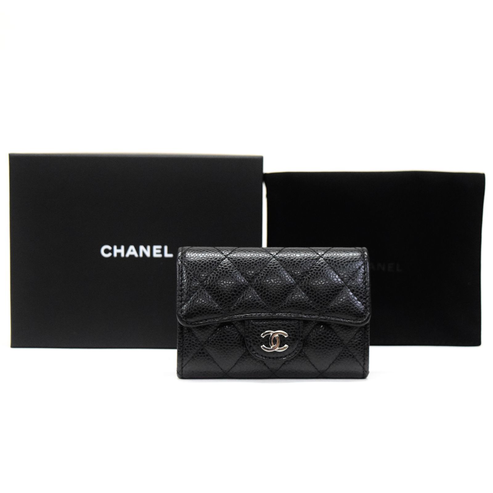 シャネル CHANEL マトラッセ クラシック フラップ カードケース キャビアスキン レザー SV金具 ココマーク AP0214 カードケース コインケース マルチケース 名刺入れ レディース ブラック mbq19017
