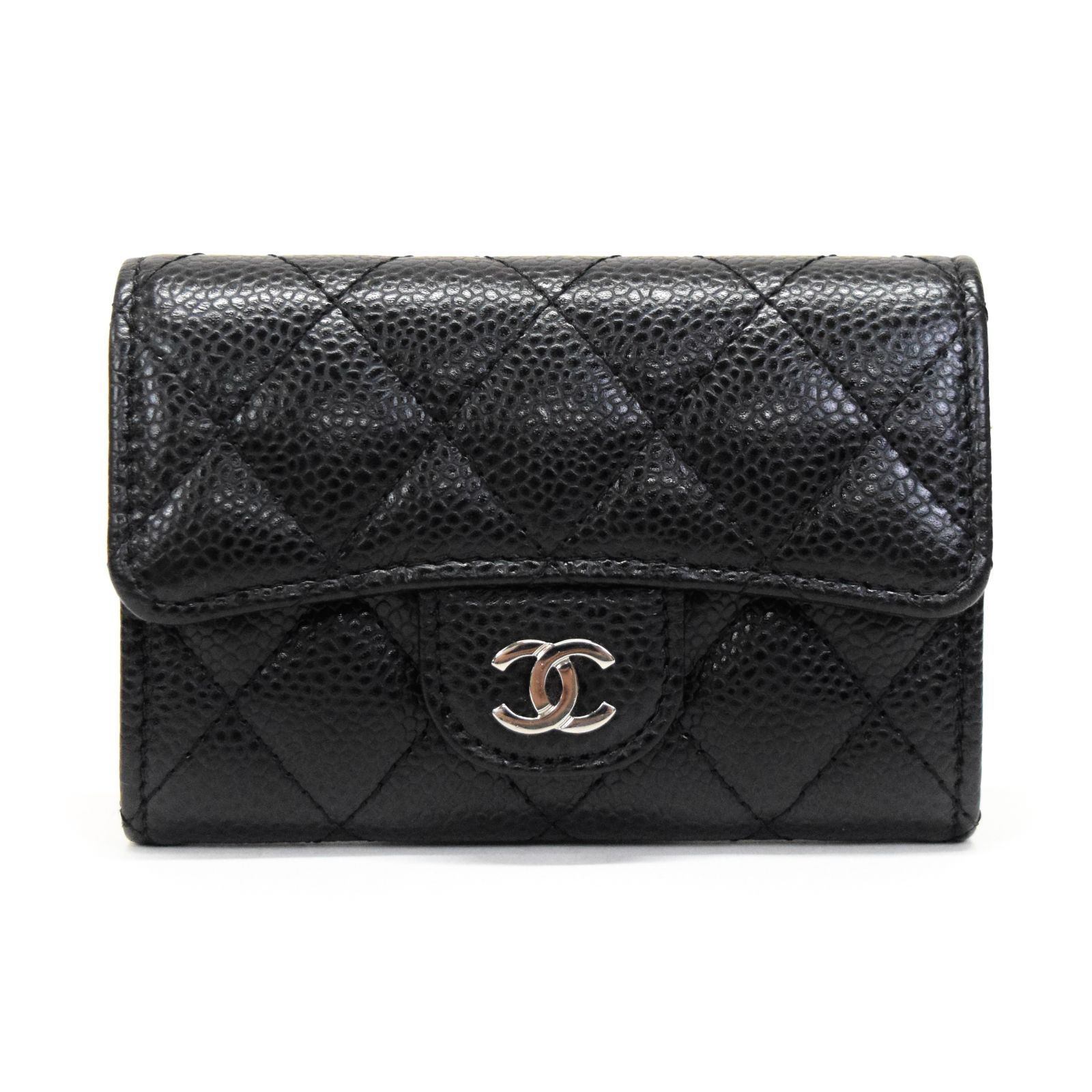 シャネル CHANEL マトラッセ クラシック フラップ カードケース キャビアスキン レザー SV金具 ココマーク AP 0214 コインケース マルチケース 名刺入れ レディース ブラック mbq 19017