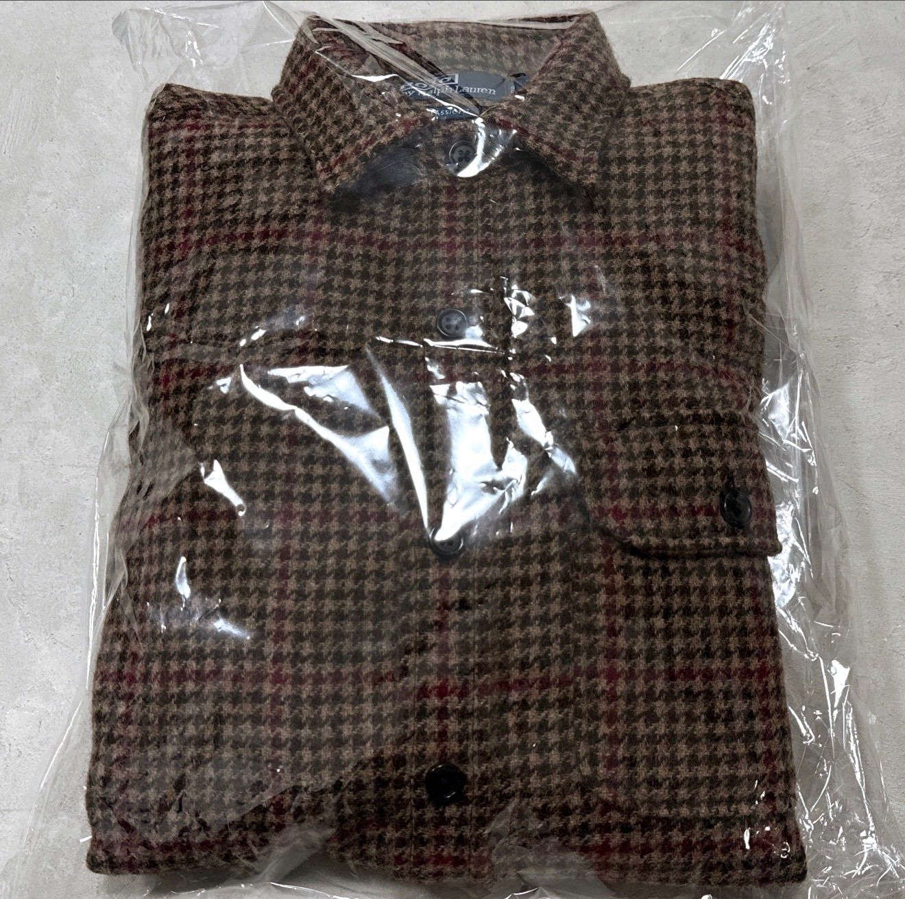 2025AW POLO RALPH LAUREN Suede Patch Wool Overshirt Shetland Wool Gunclub Check Elbow Patch CLASSIC FIT S Brown