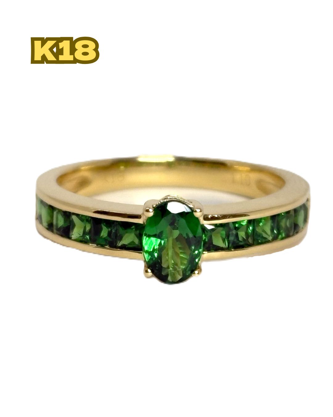 K18】 リング 指輪 緑石 グリーンストーン 1.10 12号 3.7g - メルカリ