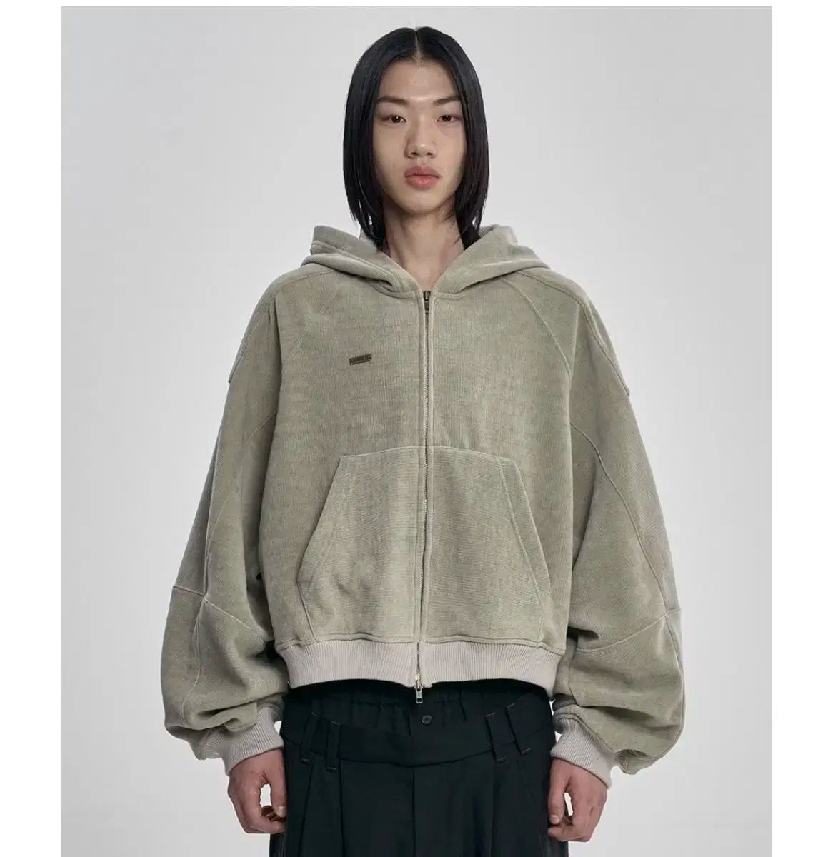 アジョバイアジョ コーデュロイ ショート ジップアップ フード OH カーキ L