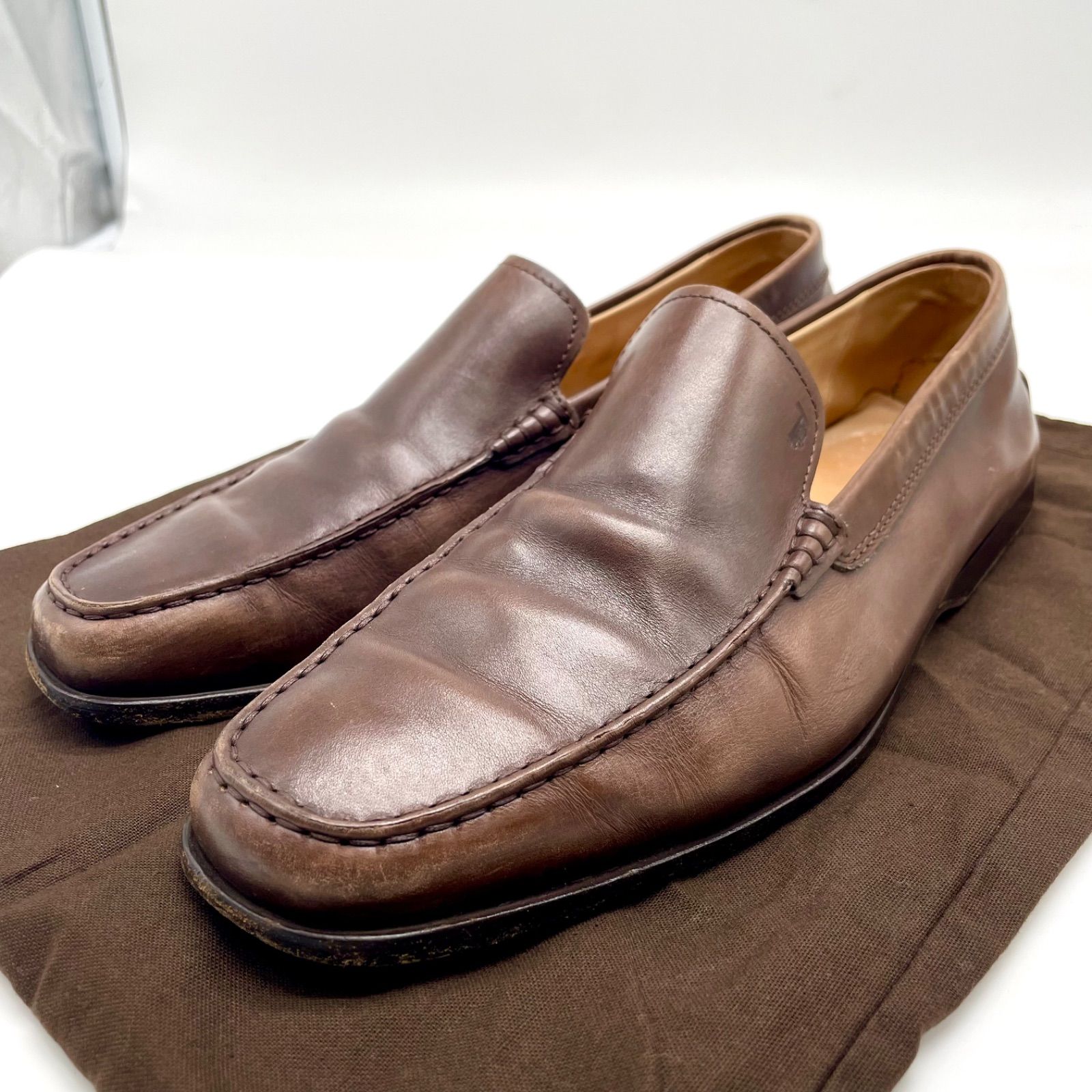 Tod s トッズ ローファー 27.5cm レザー 革 メンズ ビジネス ブラウン 茶