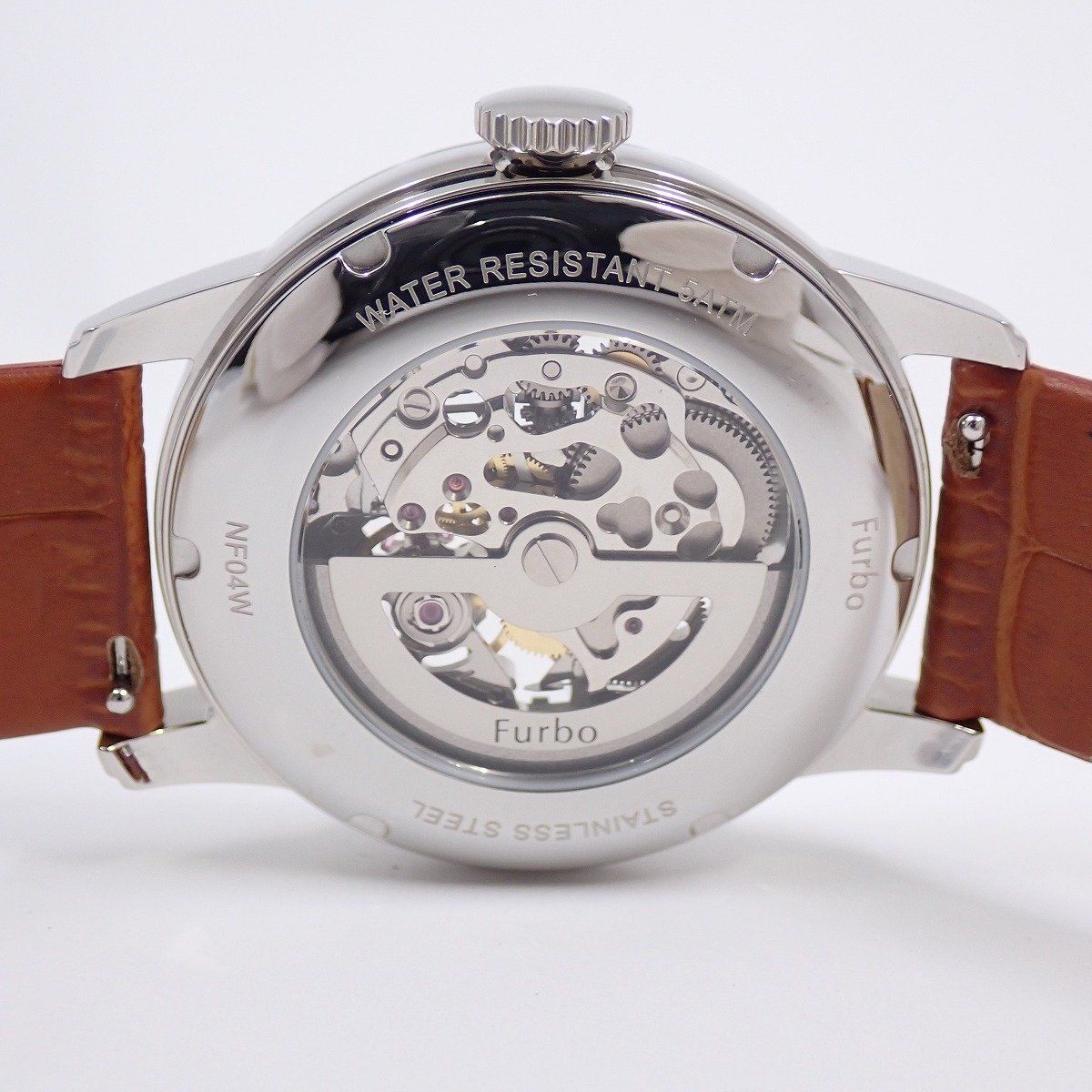  Furbo フルボデザイン ギア コア 自動巻き メンズ 腕時計 スケルトン グリーン文字盤 純正革ベルト NF04W SSGR いおき質店 自動巻き時計 腕時計(アナログ)