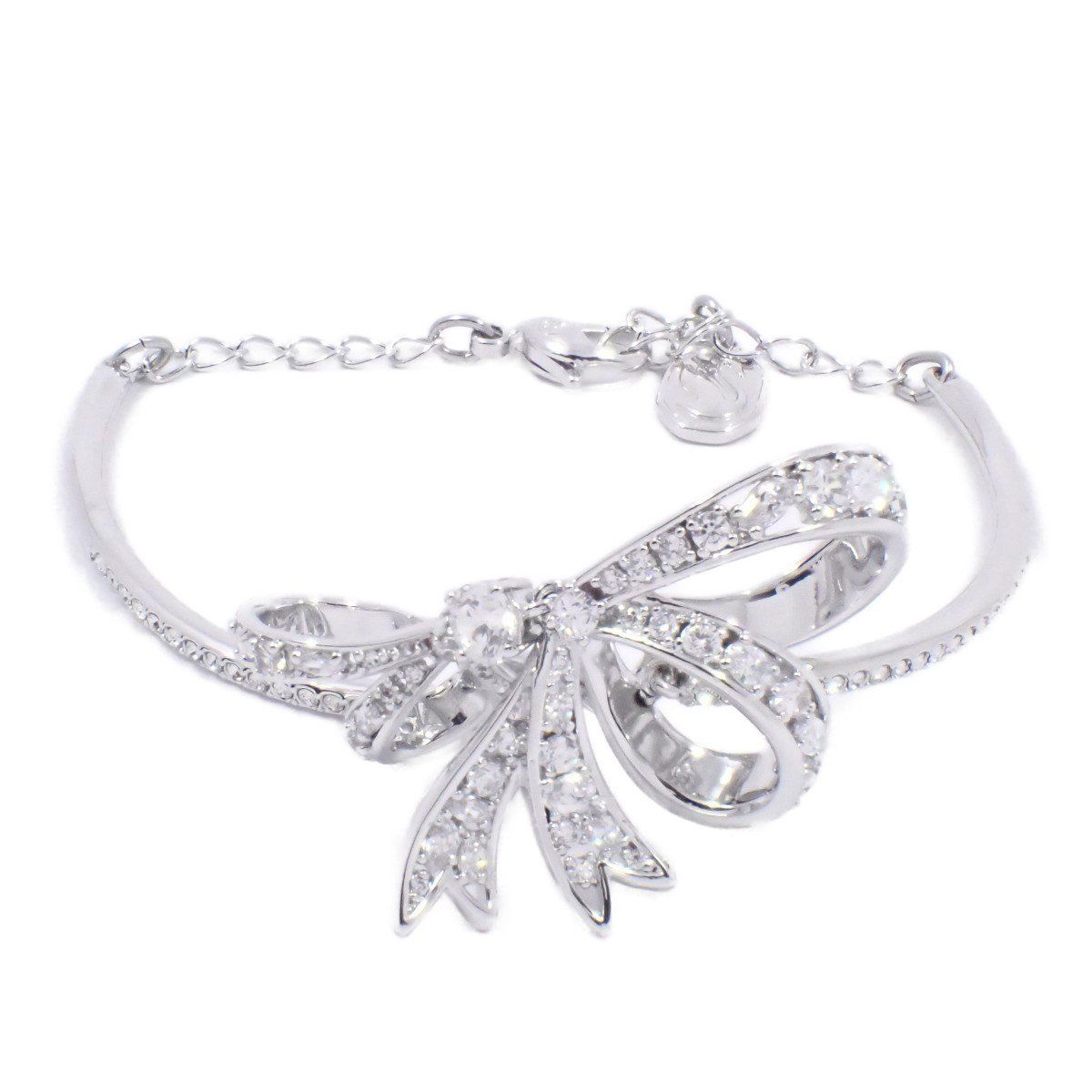 美品】SWAROVSKI スワロフスキー リボン ブレスレット シルバー色金具