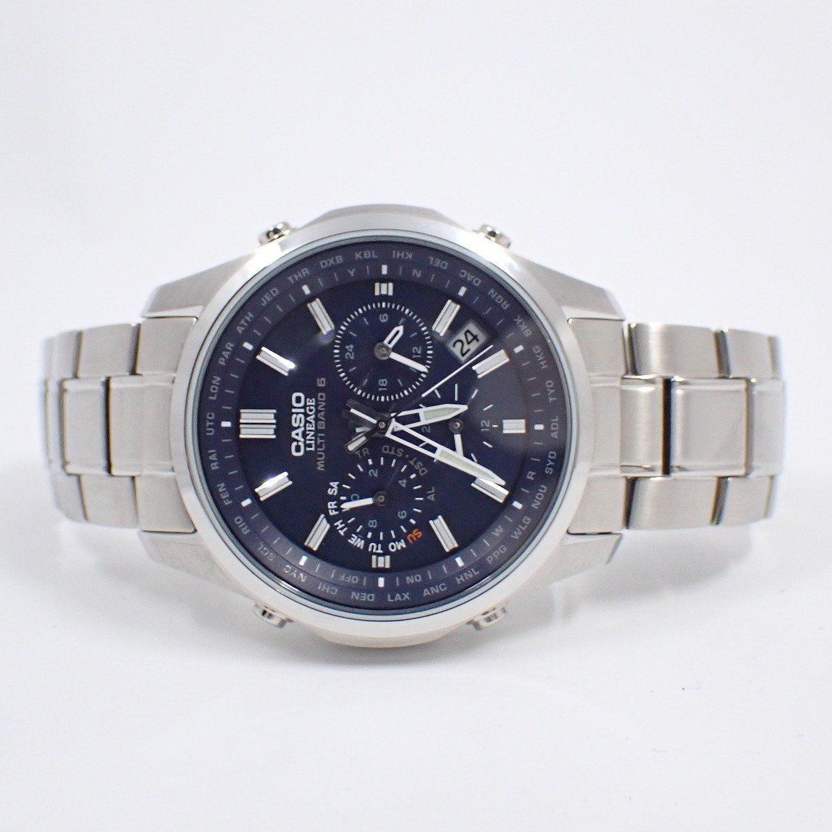 カシオ リニエージ ソーラー電波 メンズ 腕時計 青文字盤 SSベルト LIW M 610 D 2 AJF