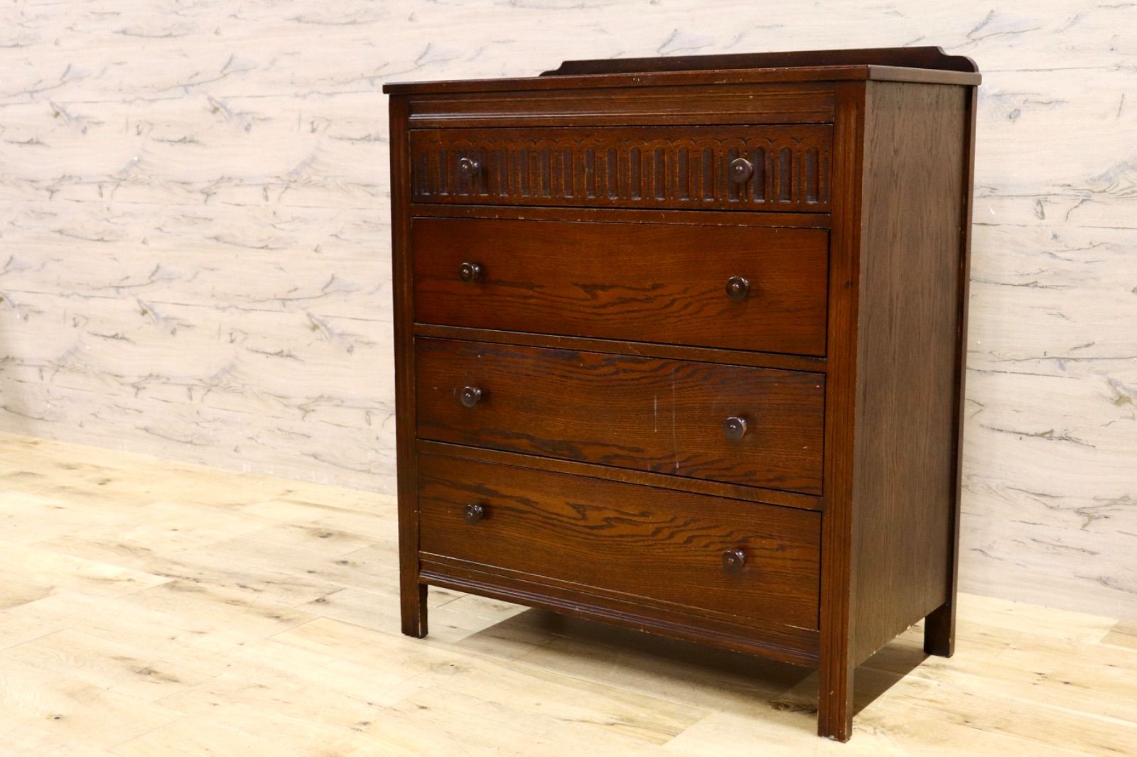 GMIH 310 西洋 ヴィンテージ 4段チェスト ルーマニア製 チェスト 引き出し 収納 アンティーク調 カントリー 英国スタイル 木製家具