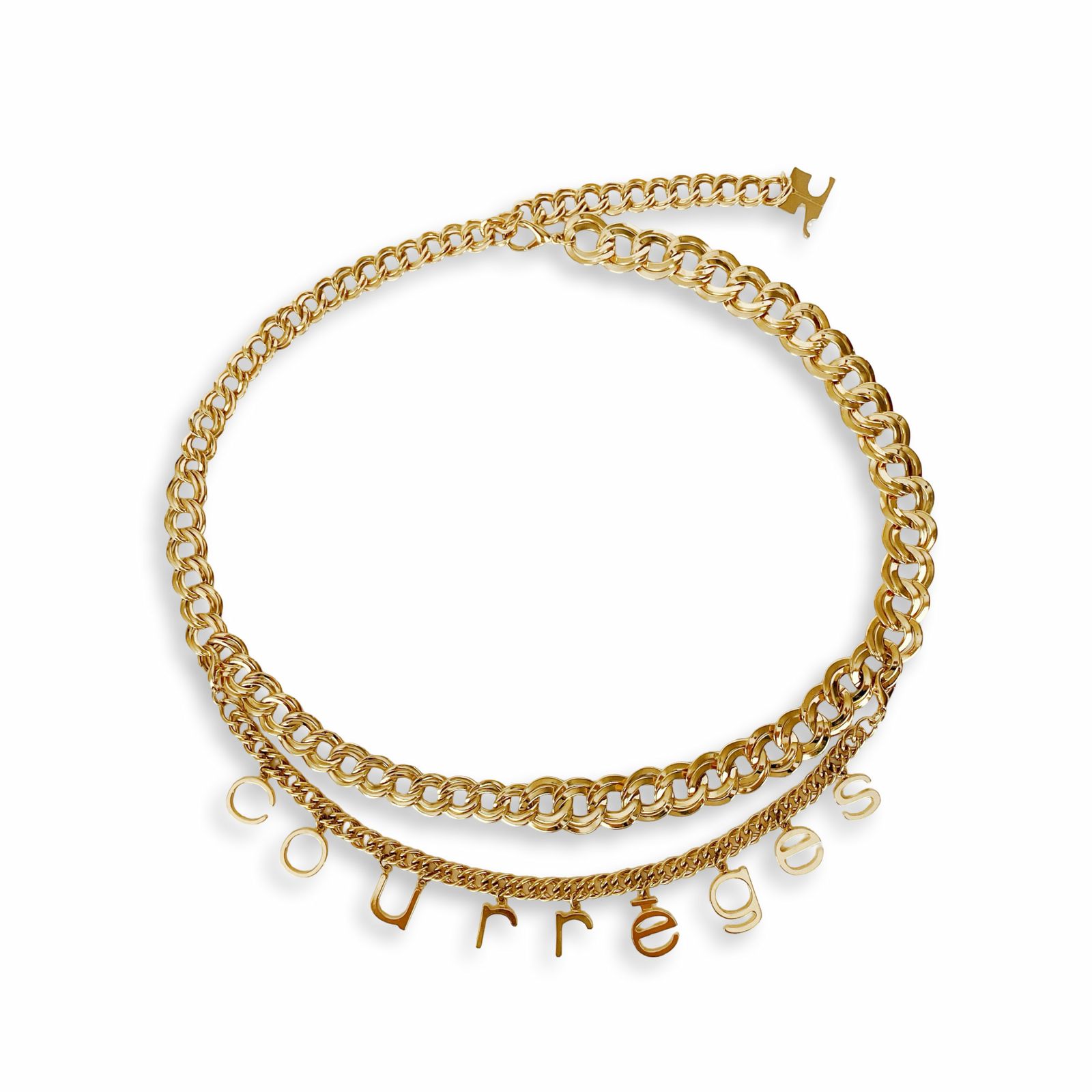 Courreges クレージュ ロゴ チェーンベルト ゴールド レディース Courrèges クレージュ ロゴ チェーンベルト ゴールド レディース Y2K