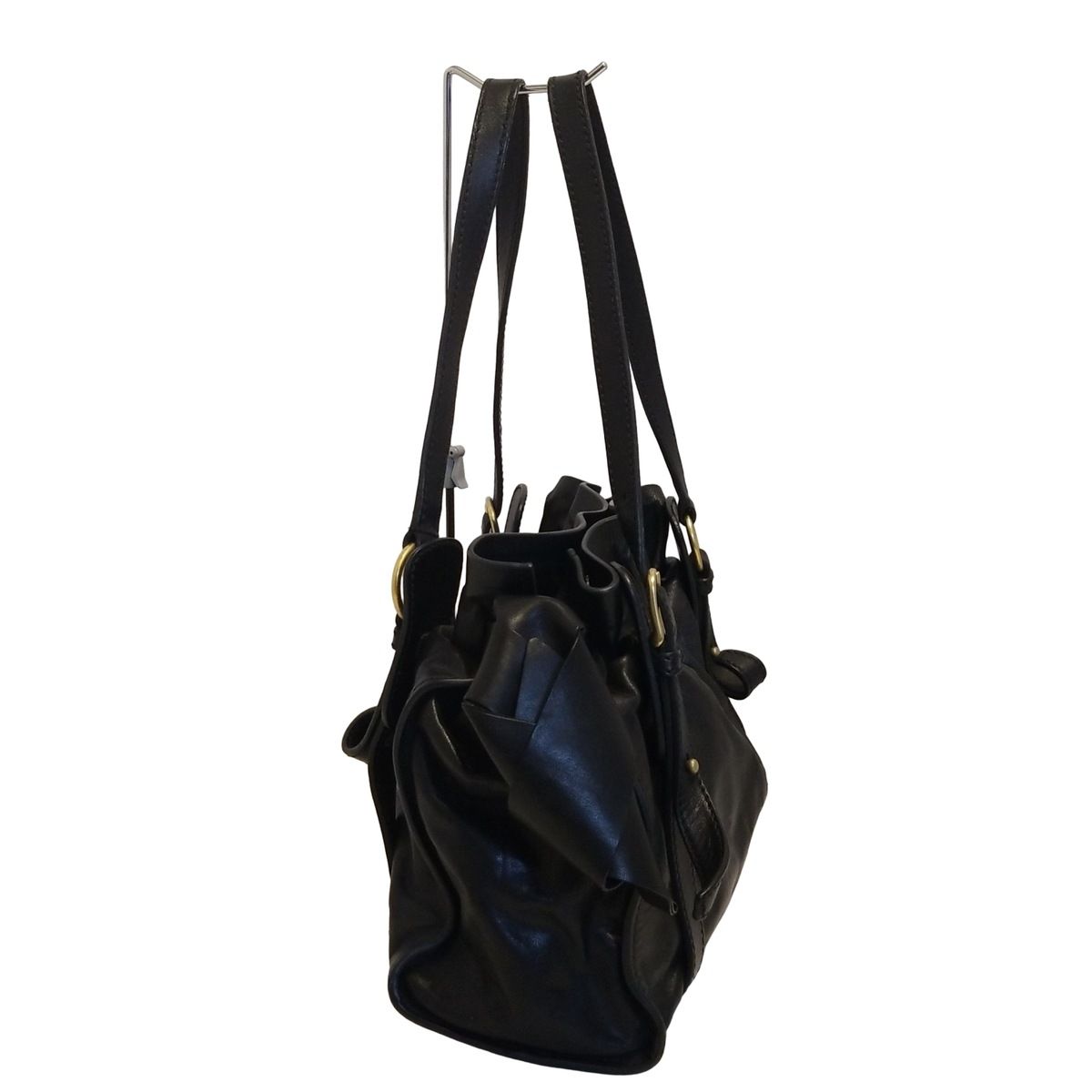 miumiu ミュウミュウ ショルダーバッグ - 黒 サイドリボン レザー