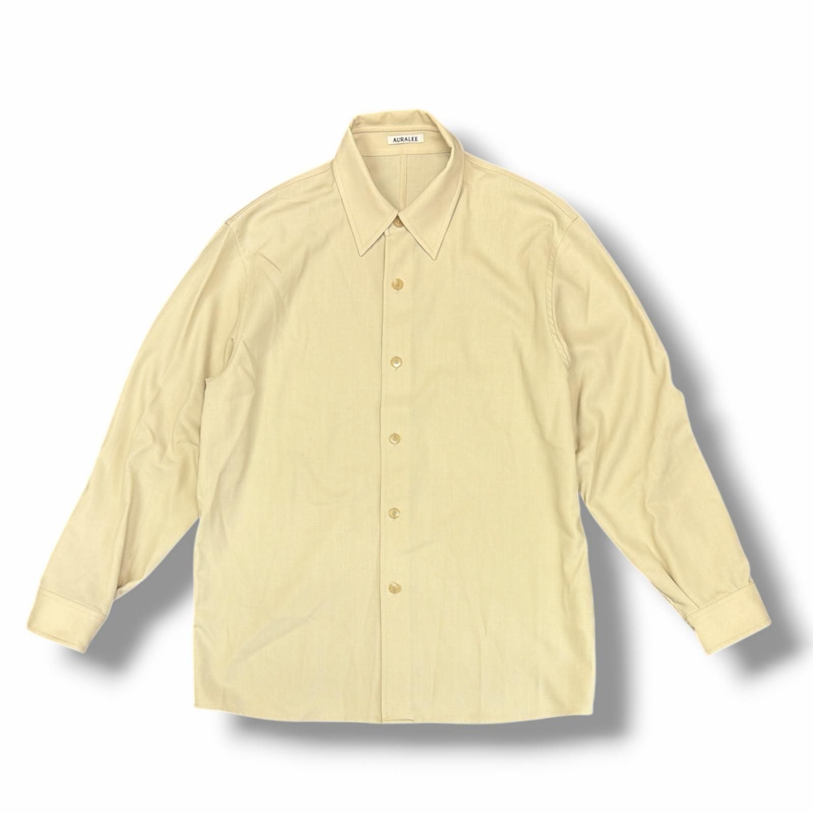 AURALEE 24SS HARD TWIST WOOL DOBBY SHIRT ハードツイストウールドビーシャツ 長袖シャツ オーラリー A24SS01KW ベージュ 4 98495A
