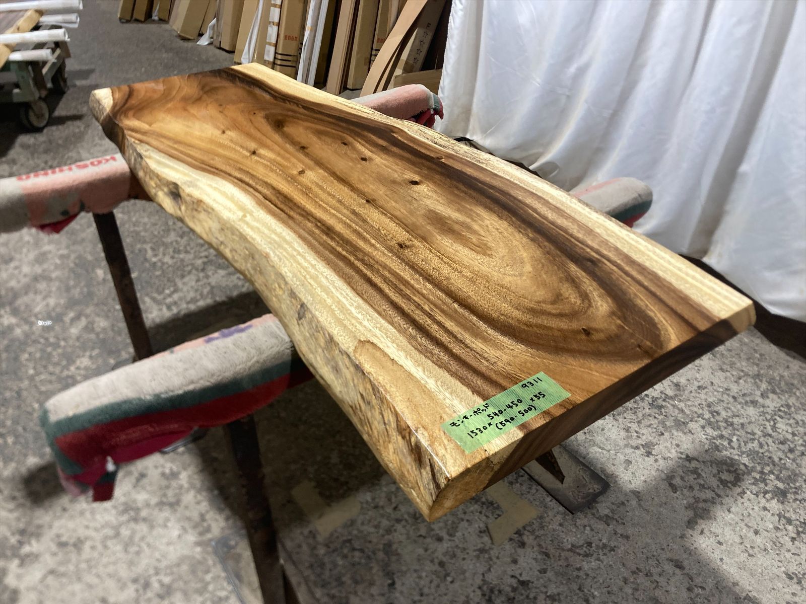 モンキーポッド9315 一枚板無垢 乾燥材 1760x480-460x50mm