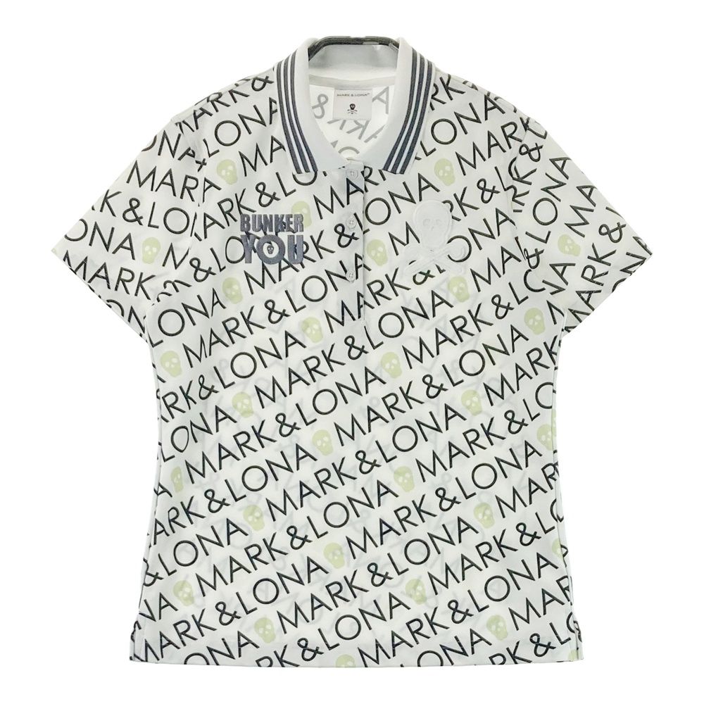 サイズ 38 MARK-LONA マークアンドロナ MLW-4A-AP30 半袖ポロシャツ 総柄 ホワイト系 240101515822 ゴルフウェア レディース ストスト