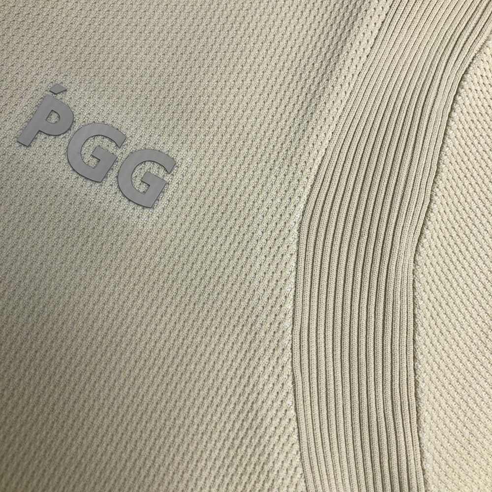  サイズ 1 PGG PEARLY GATES パーリーゲイツ モデル ハーフジップ半袖 ニットポロシャツ ベージュ系 ゴルフウェア レディース ストスト シャツ レディースウェア