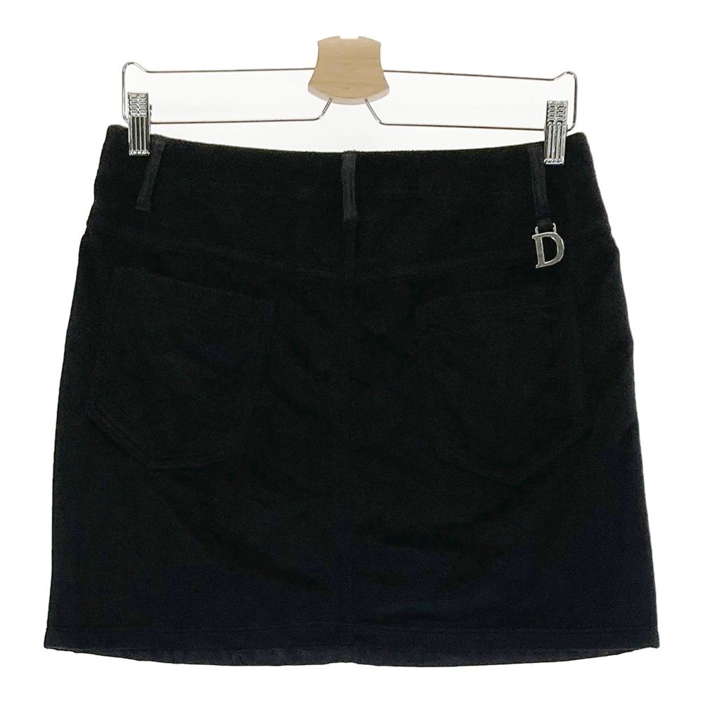 サイズ 3 DANCE WITH DRAGON ダンスウィズドラゴン 中綿スカート パール付ワッペン 総柄 ブラック系 ゴルフウェア レディース ストスト