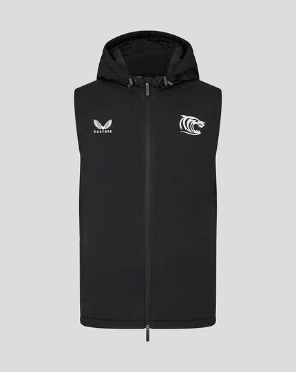 カストレ ラグビー レスター タイガース 2025 2026 トレーニング フーデッド ジレ ベスト 黒 ブラック 公式モデル 日本未発売