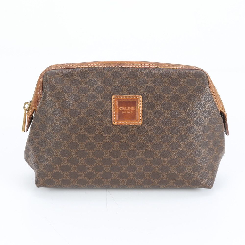 ヴィンテージ セリーヌ マカダム レザー クラッチ バッグ ハンド セカンド ポーチ レディース REM CZ 19-7