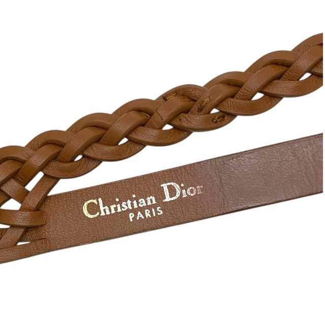  ディオール ベルト ダブルベルト ロゴ バックル メッシュ レザー GP ブラウン ゴールド Christian Dior レディース 上品 感 エレガント その他 小物