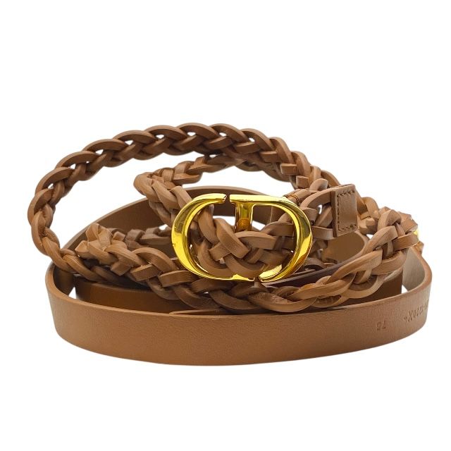 ディオール B0088UBCW44M90 ベルト ダブルベルト ロゴ バックル メッシュ レザー GP ブラウン×ゴールド Christian Dior レディース 人気 定番 上品 感 エレガント