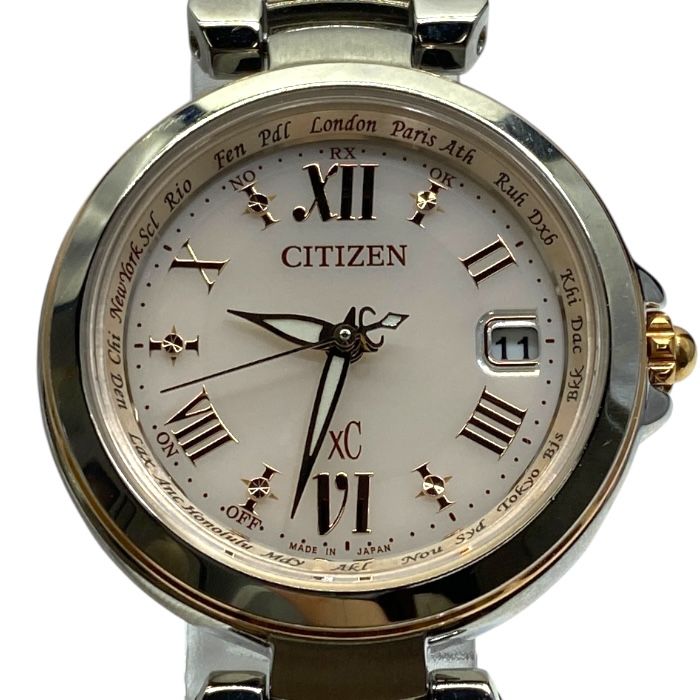 稼働品 シチズン EC1166-58A クロスシー ティタニアライン ハッピーフライト エコドライブ 腕時計 ソーラー電波 アナログ CITIZEN レディース 人気 定番 上品 感 軽量