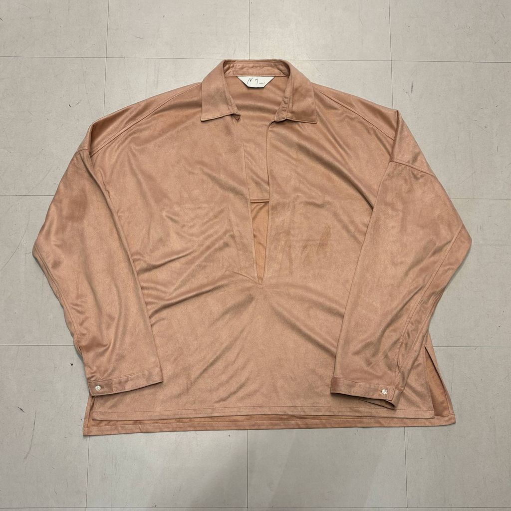 ANCELLM アンセルム 23AW VEGAN LEATHER SKIPPER SHIRT フェイクレザー スキッパーシャツ ANC-SH27 ピンク系 size 2 中目黒A11