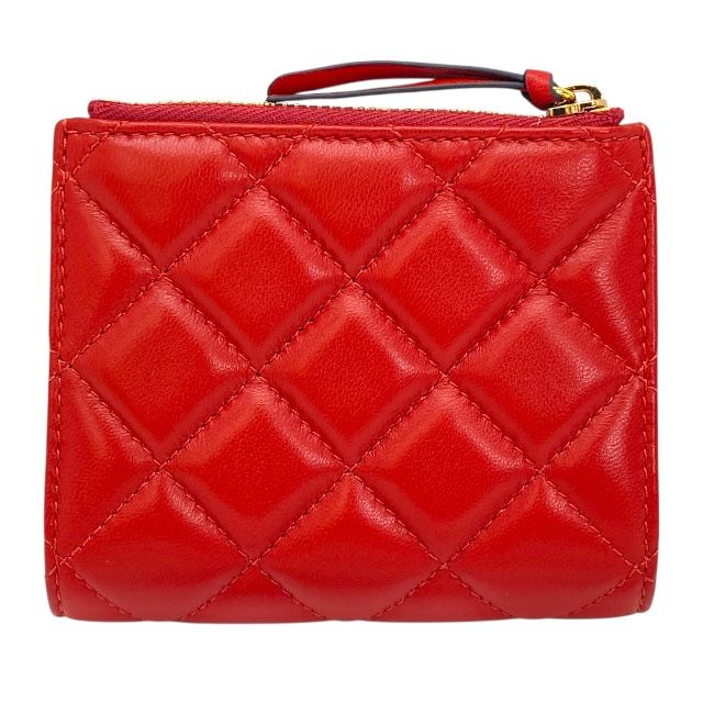 ヴェルサーチ 1005564 メドゥーサ 財布 二つ折り財布 折財布 コンパクト ウォレット ナッパ キルティング レザー レッド VERSACE レディース 人気 定番 上品 感 個性