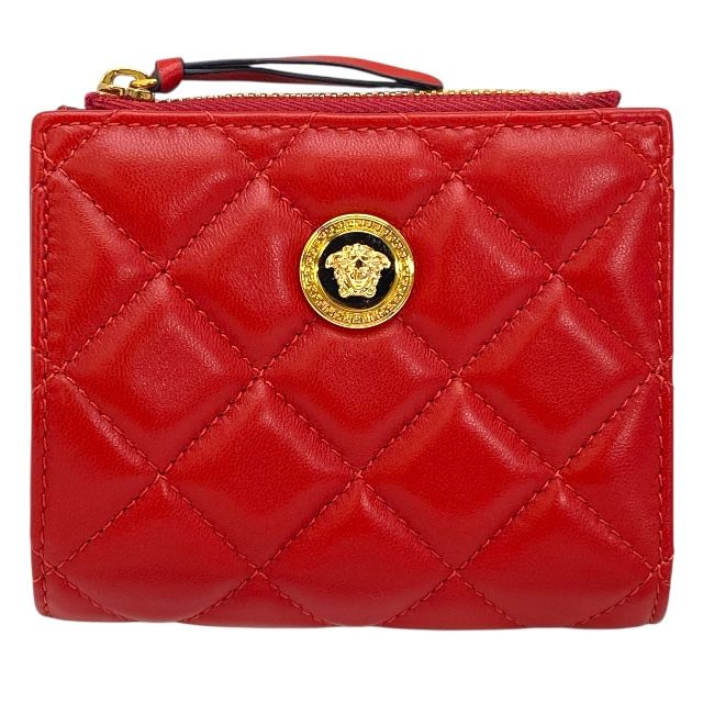ヴェルサーチ 1005564 メドゥーサ 財布 二つ折り財布 折財布 コンパクト ウォレット ナッパ キルティング レザー レッド VERSACE レディース 人気 定番 上品 感 個性