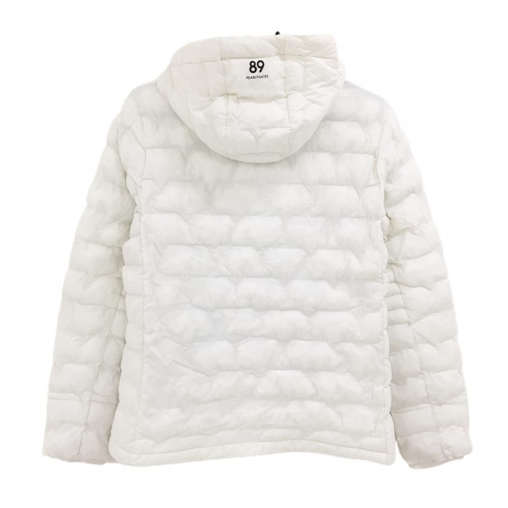 パーリーゲイツ 中綿ジャケット 白 フード付 ヘリンボーン地模様 レディース 2 L ゴルフウェア モデル PEARLY GATES