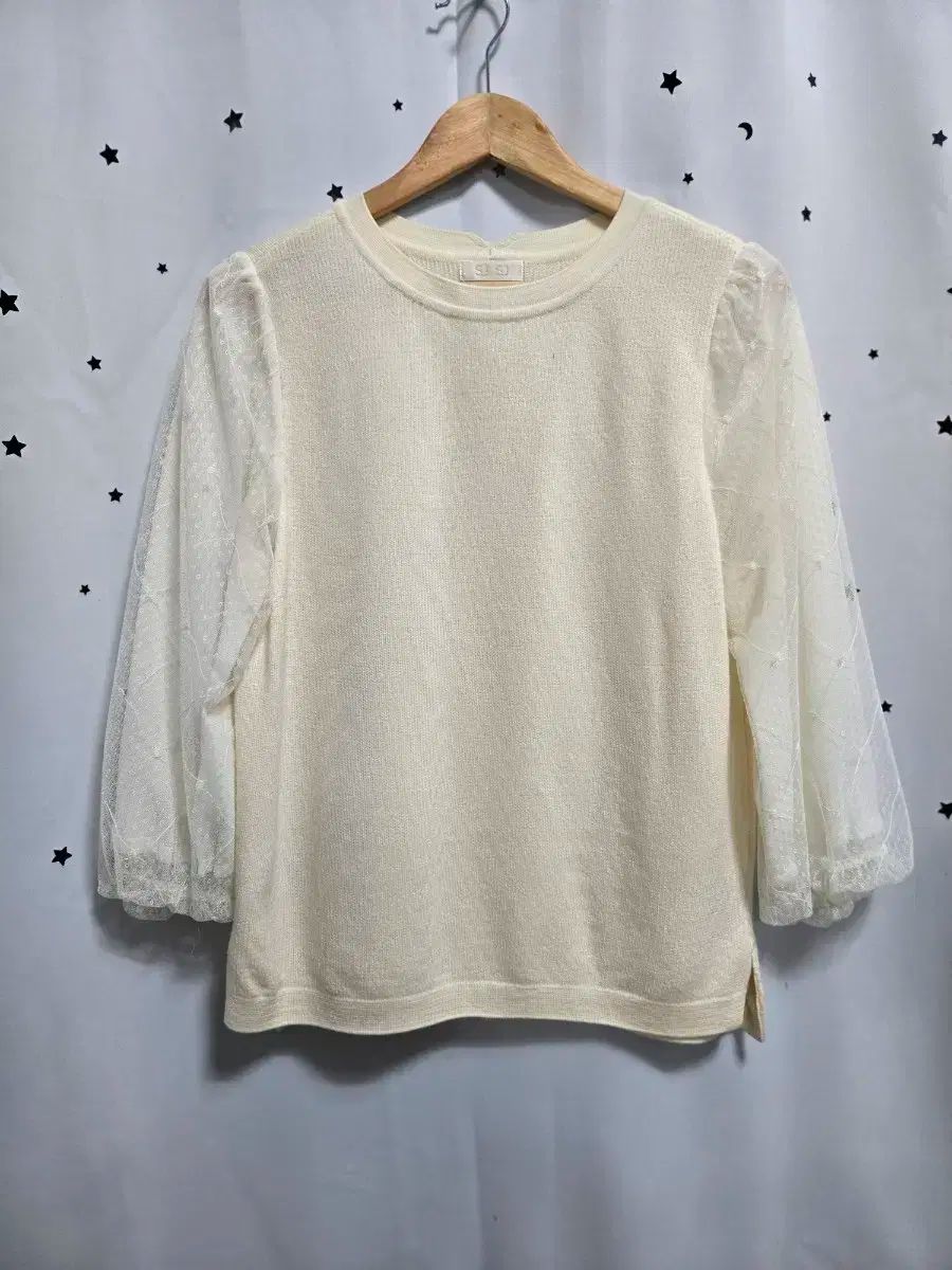 SJSJ レース 袖 ニット アイボリー 90