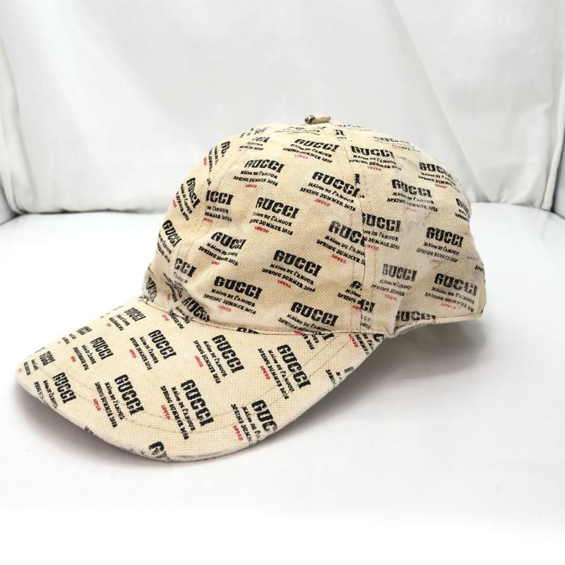 GUCCI 18ss インビテーションスタンプ キャップ L 総柄 グッチ 91 240091366504