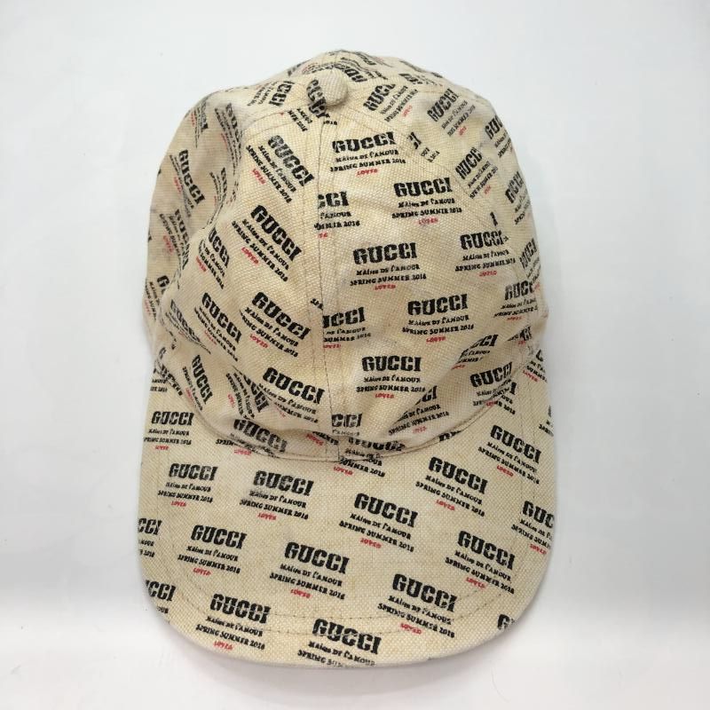 GUCCI グッチ 18SS ロゴスタンプ 総柄キャップ ベージュ 58㎝ 箱有 GUCCI グッチ 18SS ロゴスタンプ 総柄キャップ ベージュ 58㎝ 箱有