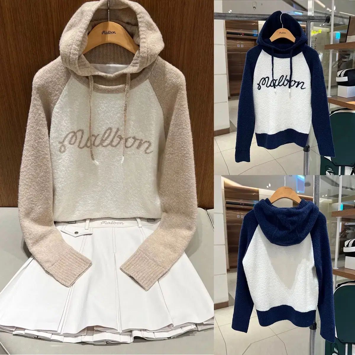 マルボンゴルフ MALBON GOLF レディース ゴルフウェア WHO フード ニット Tシャツ 長袖 秋 冬