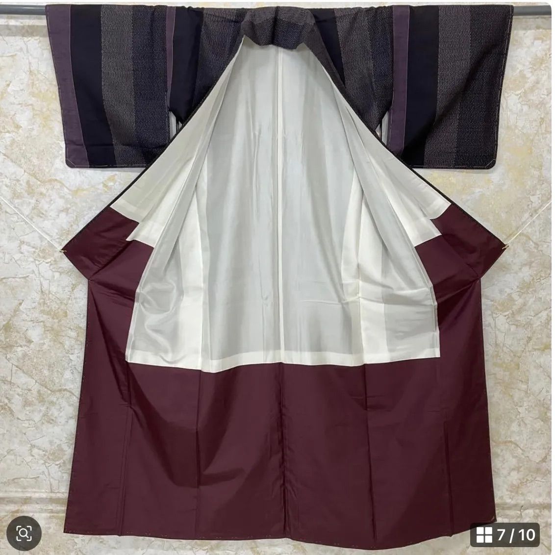  kimomo one kimonoarisa 厳選 同然 結城紬 正絹 仕付け糸付き ロング 広衿 裄65肩丈162 着物帯小紋普段着名古屋帯洒落袋帯半幅帯 紬 着物