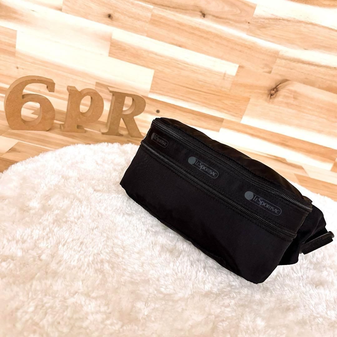 可能 レスポートサック ソリッド コンパクト ボディバッグ ベルトバッグ 無地 黒ブラック 肩掛け 軽量ナイロン