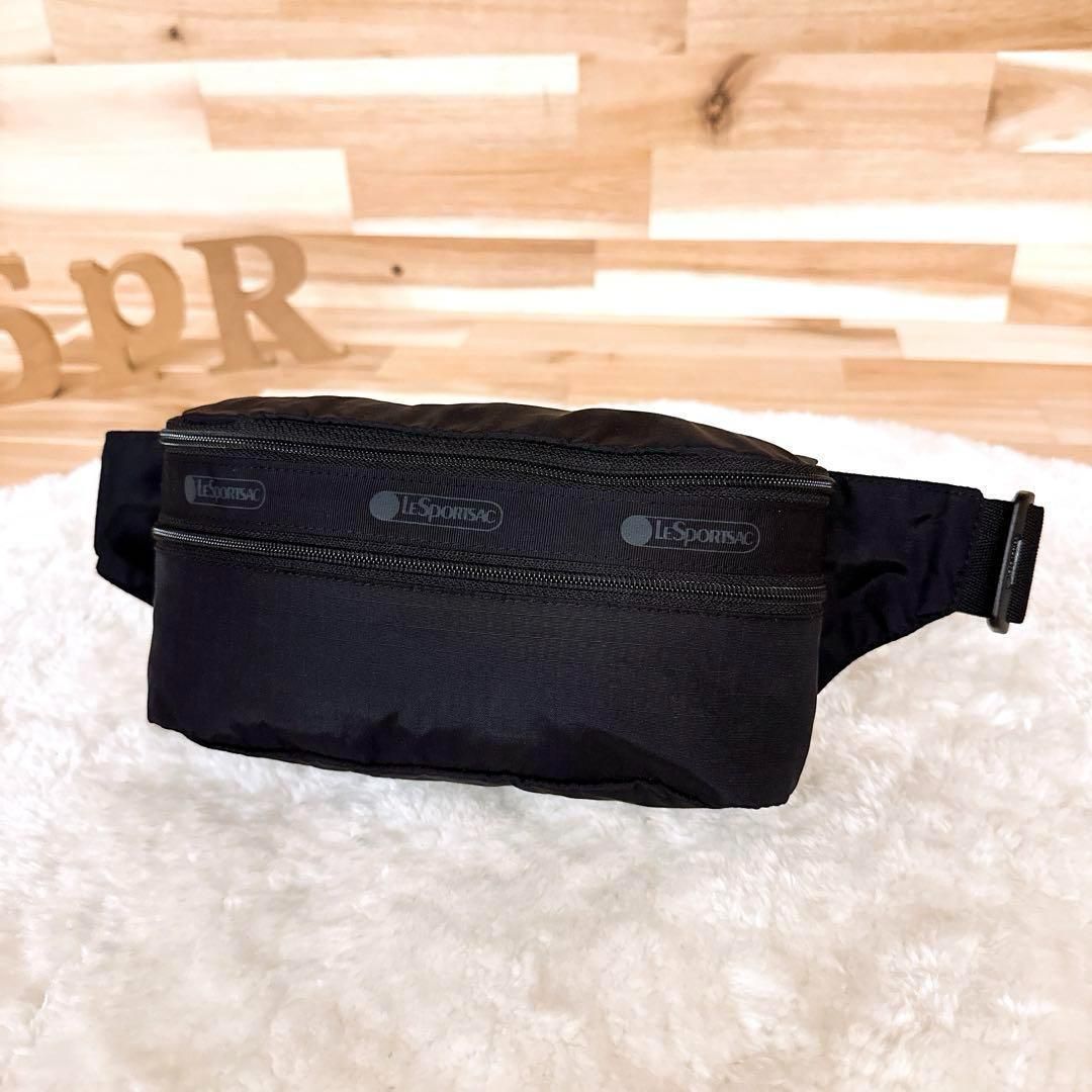 レスポートサック ソリッド コンパクト ボディバッグ ベルトバッグ 無地 黒ブラック 肩掛け 軽量ナイロン