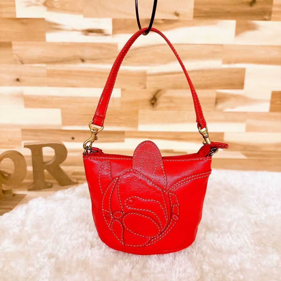 キタムラ】本革レザー フレンチブルドッグ 犬 ミニ ハンドバッグ