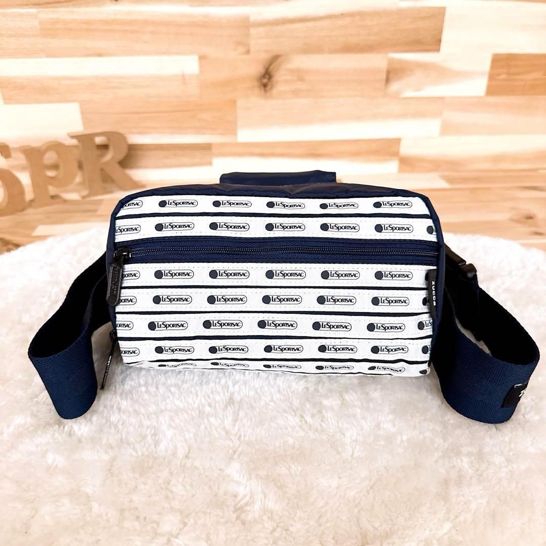 稀少 レスポートサック×ズッカ コラボ ボディバッグ2wayポーチ 紺×白 肩掛け 軽量ナイロン