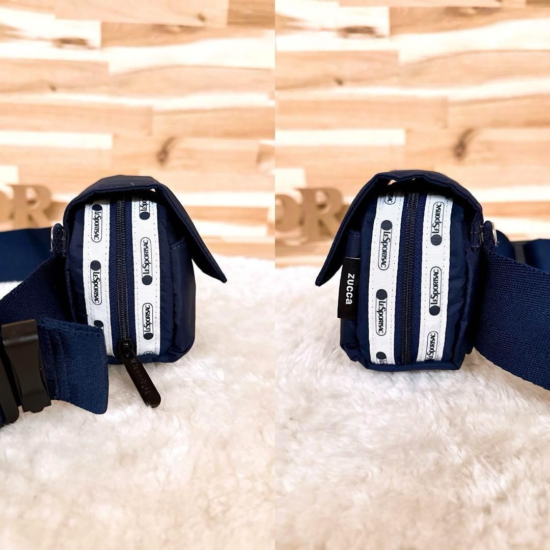 wayポーチ 紺×白