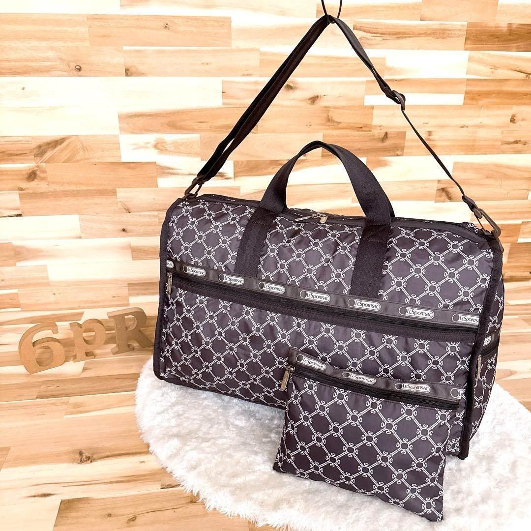 レスポートサック】モノグラム 2way ボストンバッグ 大容量 グレージュ