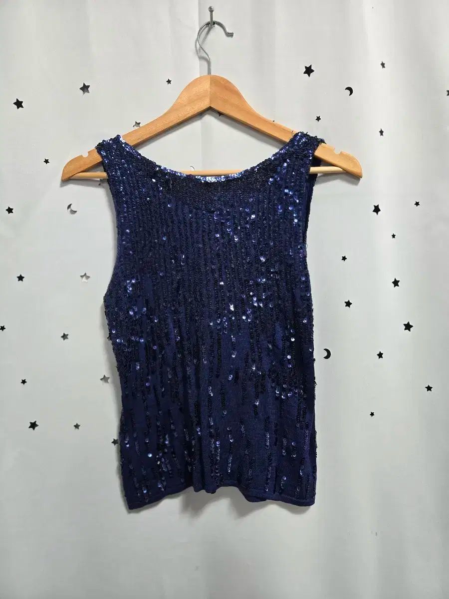 ミシャ ブルー スパンコール ノースリーブ ONE PIECE