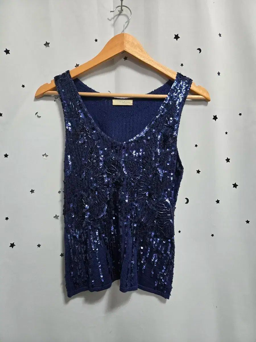 ミシャ ブルー スパンコール ノースリーブ ONE PIECE