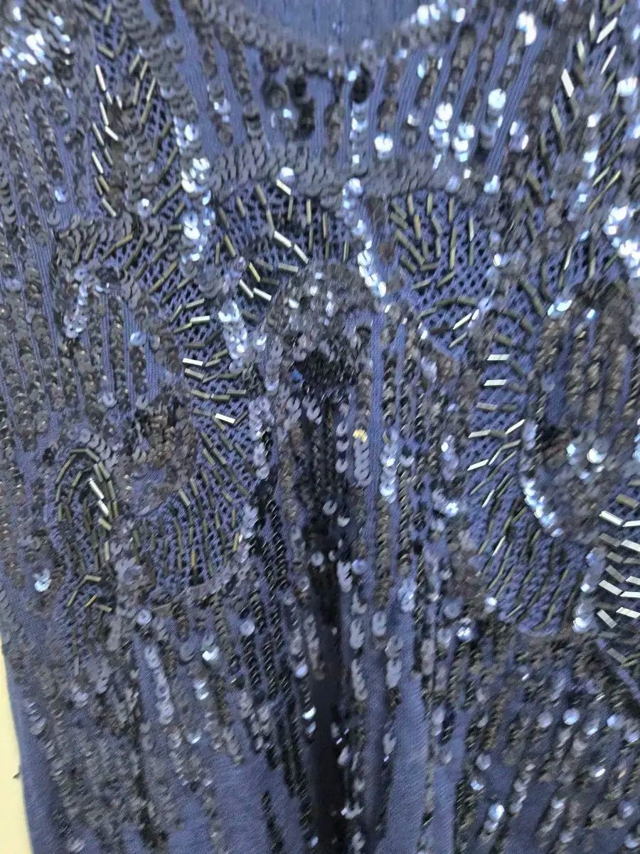  ミシャ ブルー スパンコール ノースリーブ ONE PIECE 半袖(Tシャツ) Tシャツ カットソー