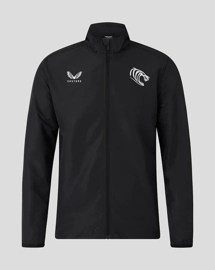 カストレ ラグビー レスター タイガース 2025 2026 ウーブン プレマッチ ジャケット 黒 ブラック モデル 日本未発売