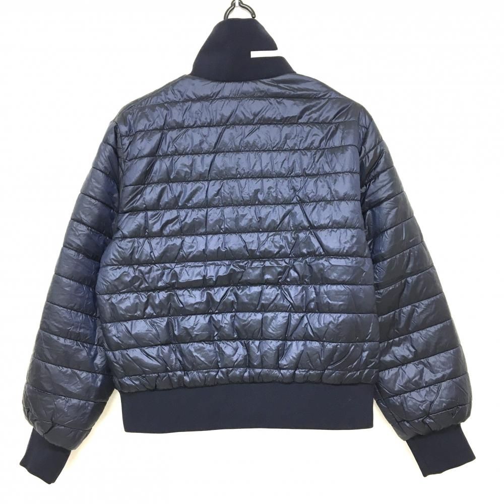 超 ジェイリンドバーグ 中綿リバーシブルジャケット ネイビー×白 襟ロゴ 裏無地 レディース S ゴルフウェア J LINDEBERG